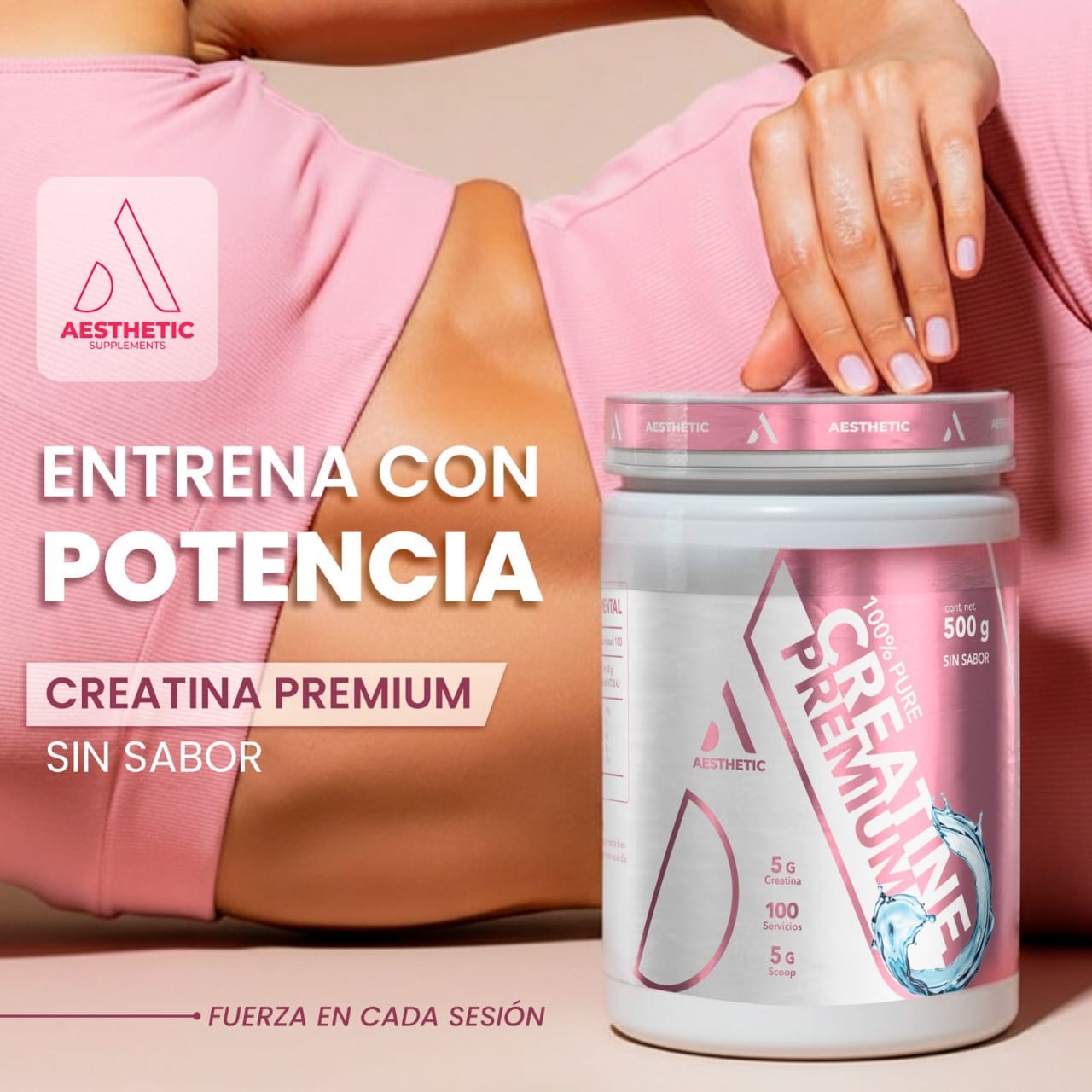 Aesthetic Creatina Micronizada Premium 500g 100 Servicios