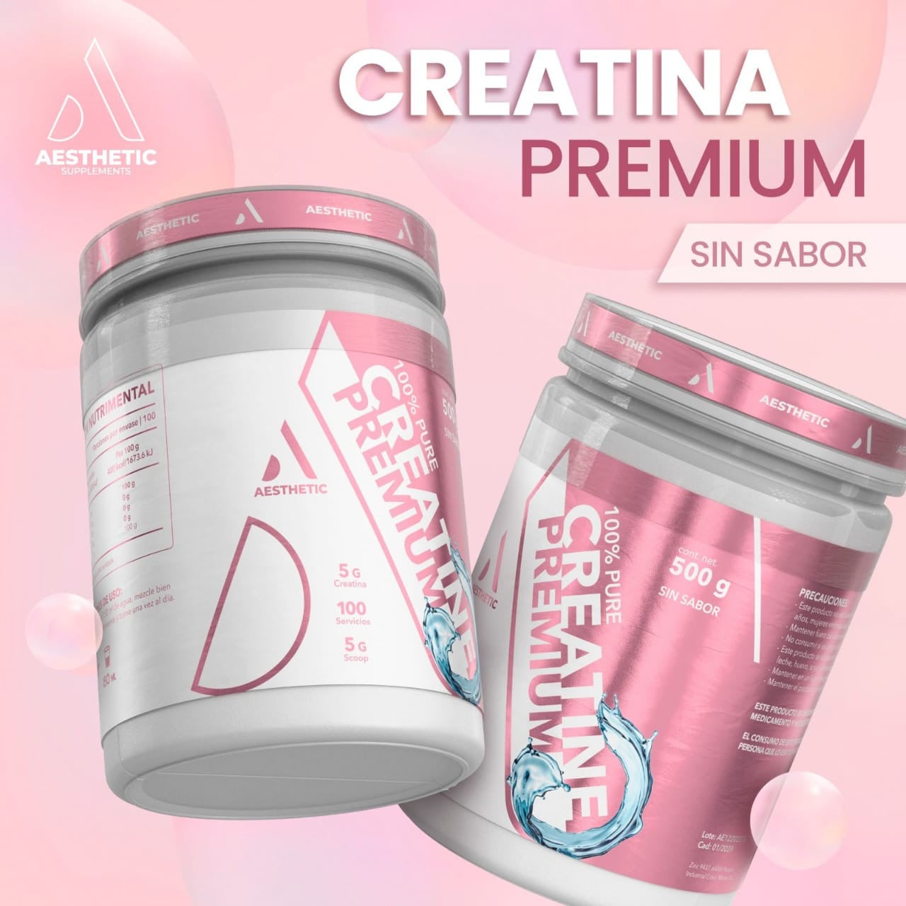 Aesthetic Creatina Micronizada Premium 500g 100 Servicios
