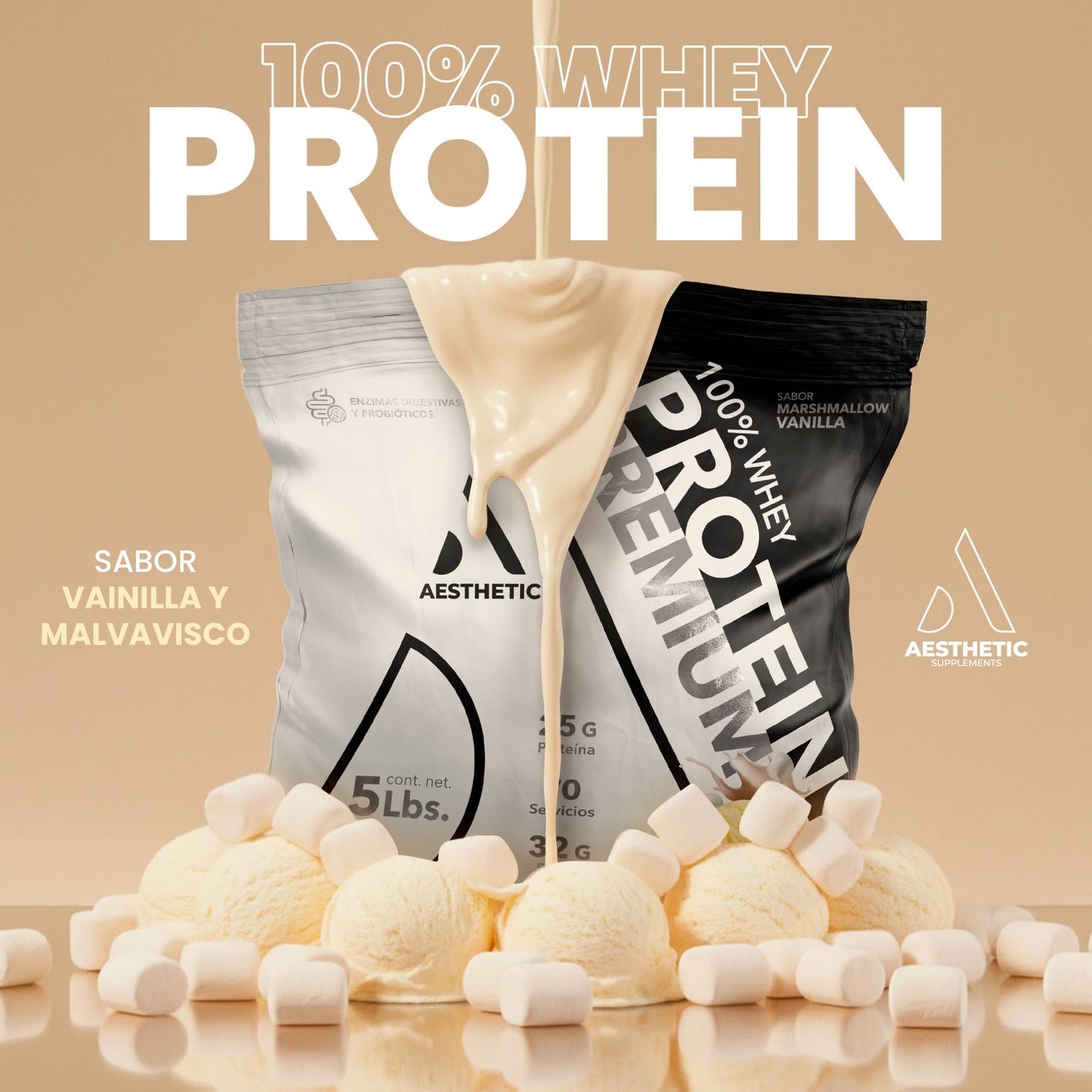 100 Whey Premium Aesthetic Supplements 5 Lbs Proteina Whey Con Probioticos
