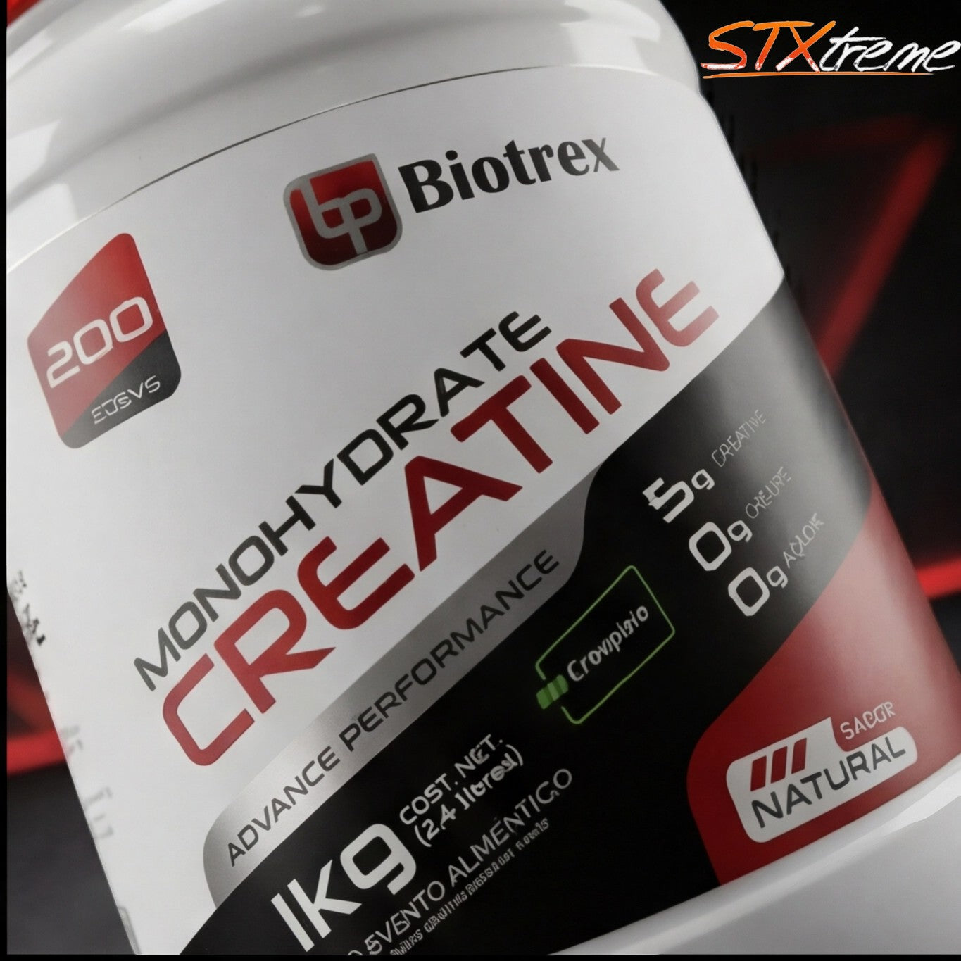 Creatina Monohidratada Biotrex 1 Kg 200 Servicios Fuerza Y Volumen