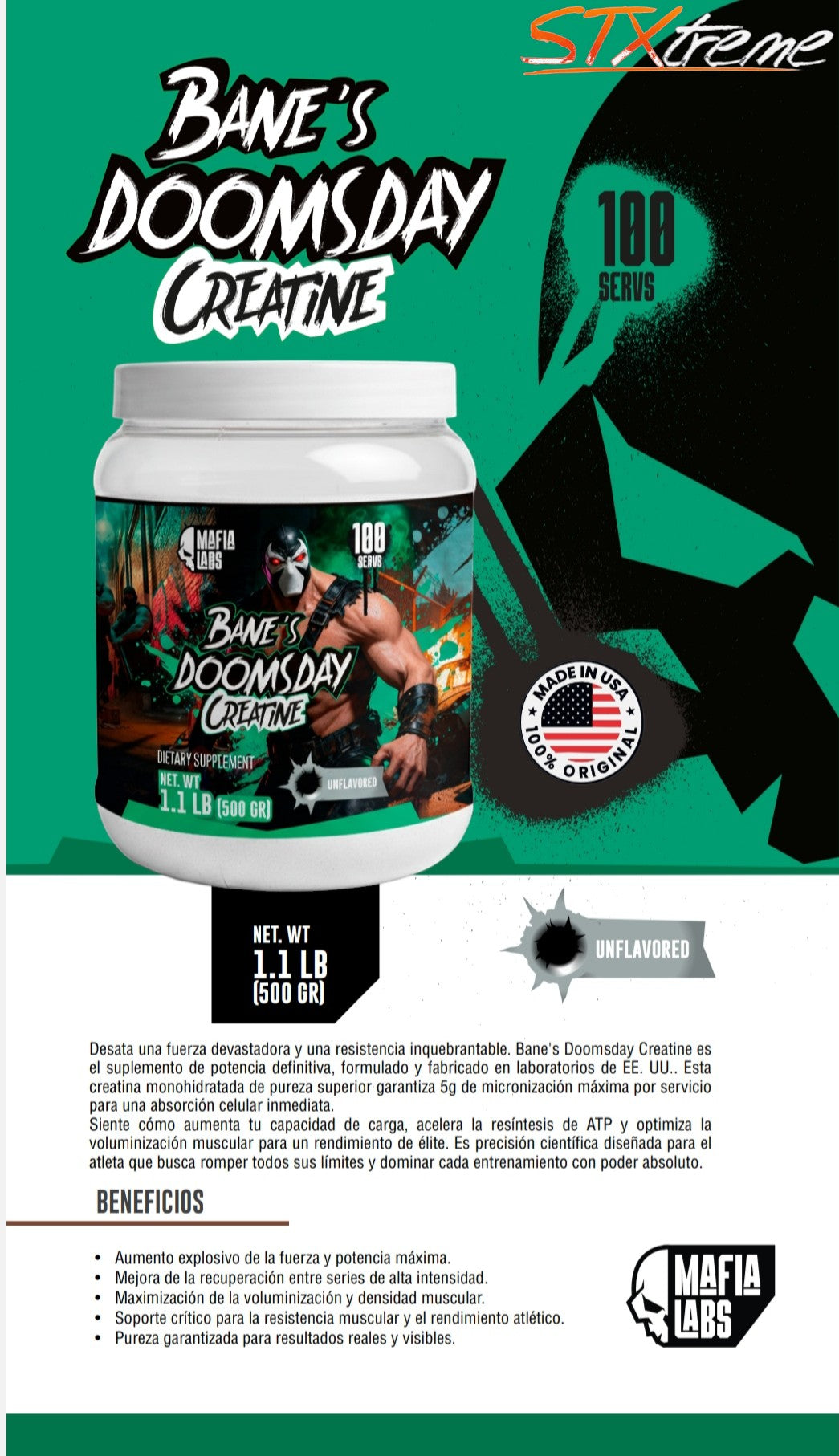 Banes Doomsday Creatine Mafia Labs 1.1 Lbs Creatina Fuerza
