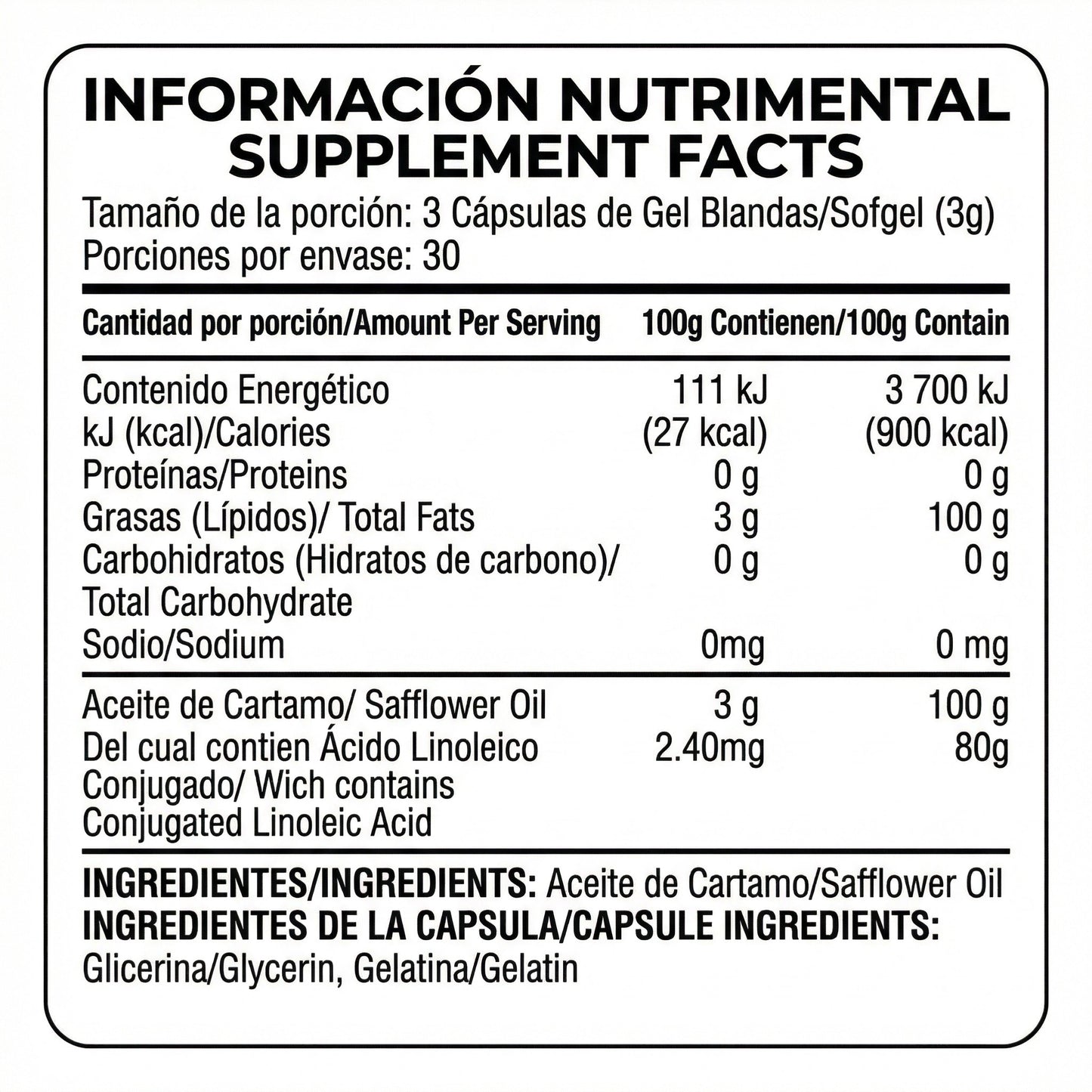 CLA Alpha Nutrition 90 Caps Definicion Y Composicion Corporal
