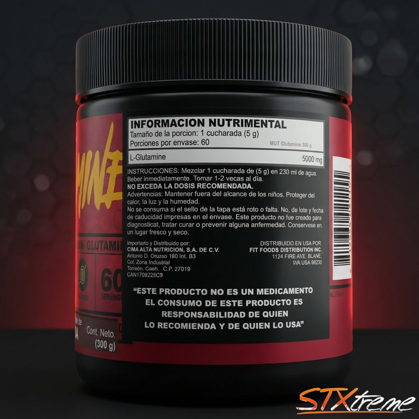 Glutamina Micronizada Mutant 300g Recuperacion Muscular Pura