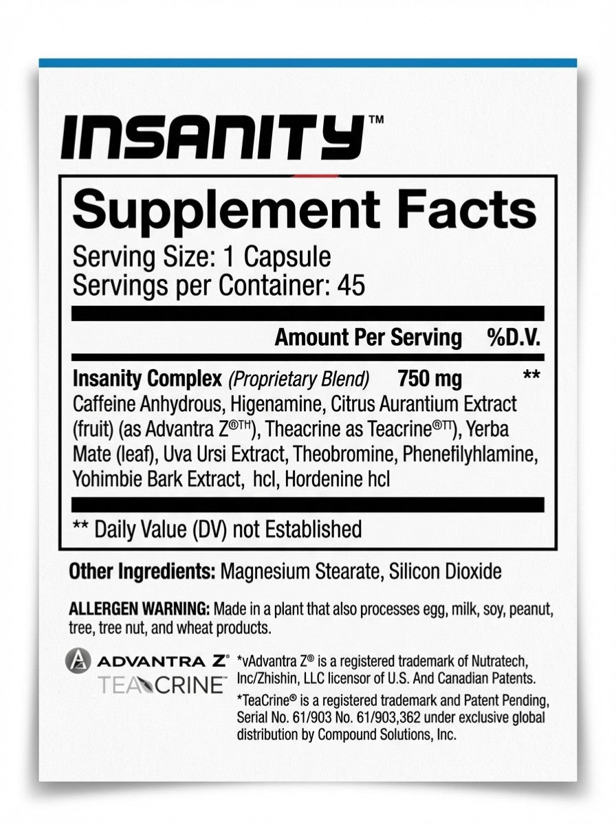 Insanity Nubreed 45 Capsulas Formula Termogenica Avanzada Definicion Extrema
