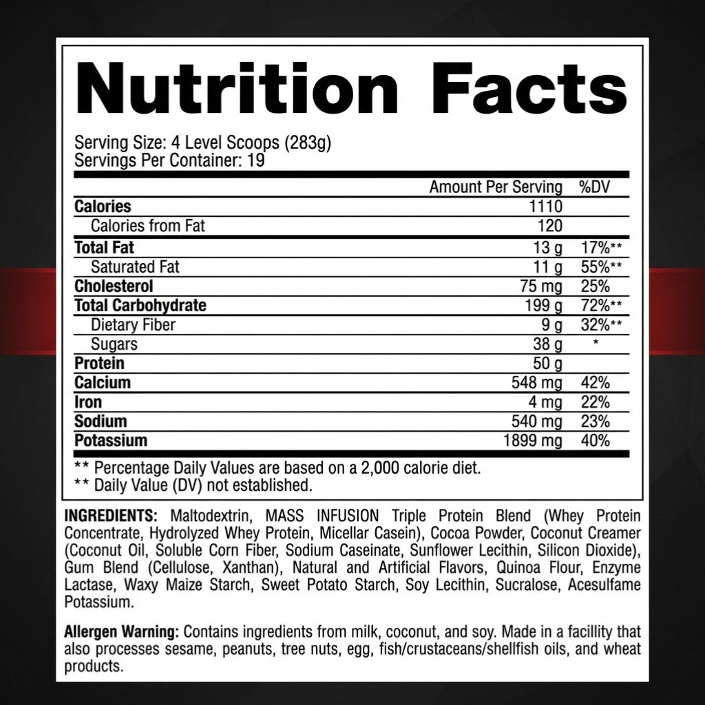 Mass Infusion Nutrex 12 Lbs Ganador De Masa Muscular Gainer