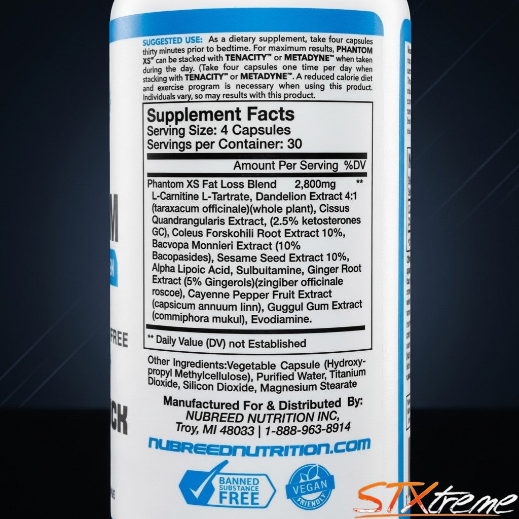 Phantom XS Nubreed 120 Capsulas Definicion Nocturna Sin Estimulantes