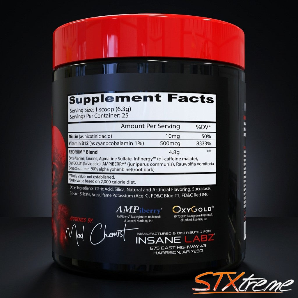 Redrum Insane Labz 25 Serv Pre Entreno Estimulacion Extrema