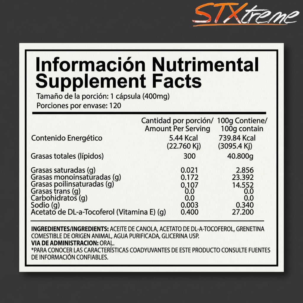 VitaE Capsules Alpha Nutrition 120 Caps Antioxidante Para Recuperacion Celular